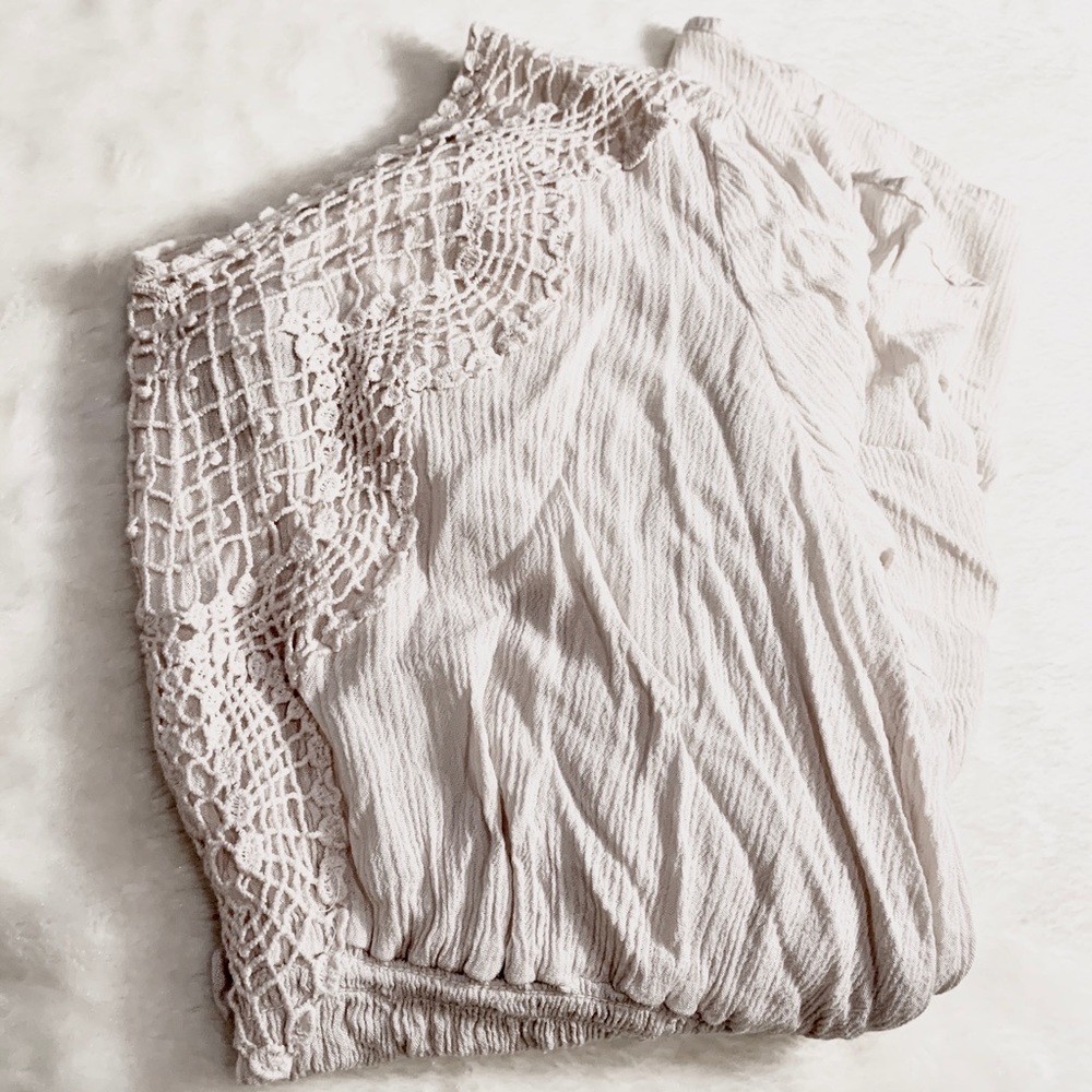 White + Lace Long-sleeve Blouse